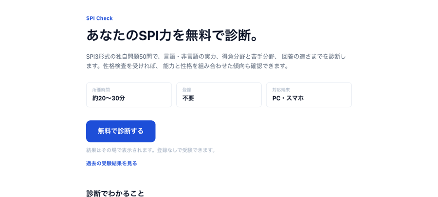 SPI Check のトップ画面